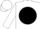 White, light blue 'r' on black ball, black bars on white sleeves, white cap