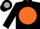 Black, silver 'elj' on orange ball