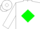 White, green diamond framed 's'