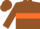 Brown body, orange hoop, brown arms, brown cap