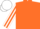 Orange body, white arms, orange striped, white cap, orange striped