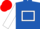 Royal blue, white hollow box & sleeves, red cap
