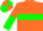 orange, green hoop, orange and green halves sleeves, orange and green quartered cap