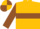 gold, brown hoop, brown sleeves, brown cap, gold quarters