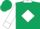 Dark green, white collar, white diamond seam and cuffs on sleeves