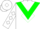 White, green triangular panel, green diamond emblem, white diamonds on slvs