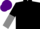 Black, grey crescent moon, black and grey halved sleeves, purple cap