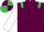 Maroon, emerald green epaulets, white sleeves, maroon and emerald green quartered cap