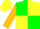 Green, yellow quarters, green 'lc', gold cuffs on sleeves, green and yellow cap