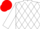 White, red and white diamonds within diamonds, red cap