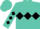 Turquoise, black triple diamond, black diamonds on sleeves