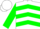 White, green chevrons, black hoops on green sleeves
