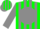 Green, grey ball, grey stripes on sleeves