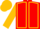 Red, gold crown, gold seams on sleeves, gold cap