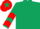 DARK GREEN, RED chevrons on sleeves, RED cap, DARK GREEN star