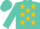 Turquoise, gold crown, gold stars, turquoise cap