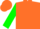 Orange, green 'mw', green bands and cuffs on sleeves
