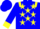 Blue, yellow 'rock star' yellow stars, yellow epaulets, yellow cuffs