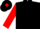 Black, red diamond, black diamond seam on red sleeves