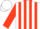 White, scarlet  stripes, scarlet sleeves, white cap