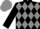 Black, grey diamonds, black sleeves, grey cap