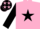 pink, black star, black sleeves, black cap, pink stars