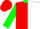Red and white vertical halves, green collar and sleeves, red cap