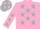 Flamingo pink, silver stars stars