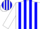 White and blue stripes, white sleeves