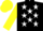 Black, white stars, yellow sleeves and cap