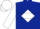 Dark blue, white diamond frame and 's', white hoop on sleeves, white cap