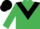 Emerald green, black triangular panel, black cap