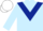 Light blue body, dark blue chevron, light blue arms, white cap
