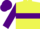Lemon yellow, purple hoop, purple sleeves, purple cap