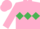 Pink, emerald green triple diamond, emerald green armlet, pink cap