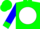 Green, white ball, green cuffs on blue sleeves