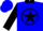 Blue, black star, circle e, black collar, black sleeves, blue cuffs