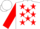 White, red 'w/g' red stars, red sleeves, white bars & cuffs