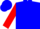 Blue, red & white horseshoe, red 'pj' red sleeves, blue cuffs