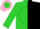 Lime green & black diagonal halves, pink n on lime green & black ball