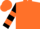 Aqua, orange diamonds, orange hoops on sleeves