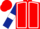 Red, white seams, dark blue sleeves, white armlets, red cap
