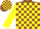 Brown and yellow checked, yellow sleeves