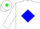 White, green abd blue vertical diamond seam, green and blue diamond bar on sleeves