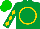 Emerald green, gold circle, gold diamonds on sleeves, green cap