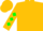 Gold, gold 'bush racing stable' on green bush, green diamonds on sleeves