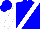 Blue, white sash, white sleeves, blue cap
