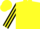 Navy, yellow horse, navy and yellow striped sleeves, yellow cap