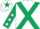 white, dark green cross sashes, dark green sleeves, white stars, white cap, dark green star