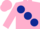 Pink, large Dark Blue spots